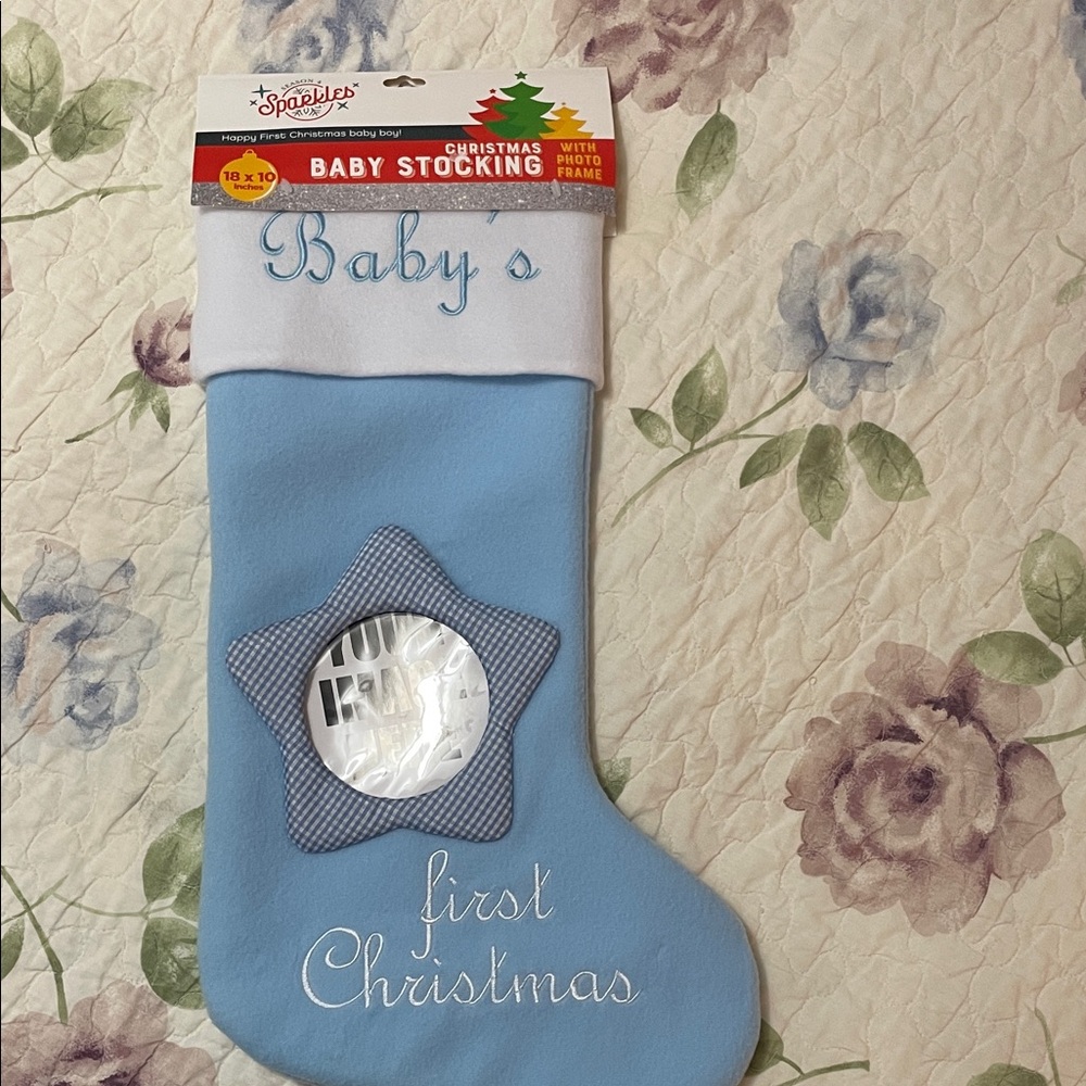 Baby's First Christmas Blue Stocking
